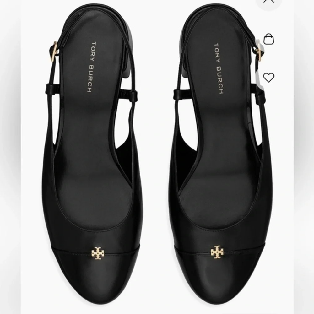 Tory Burch Black 45MM Logo-Detailed leather Cap-Toe Pumps